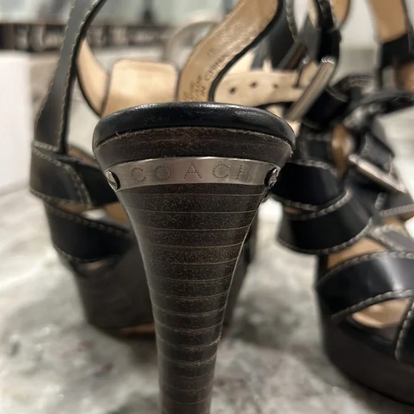 Coach size 7 black strappy heels. Worn twice, super sexy! - Picture 5 of 6